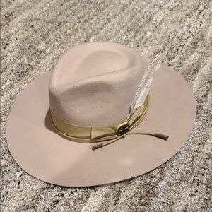 Chic Beige Fedora with Feather Detail